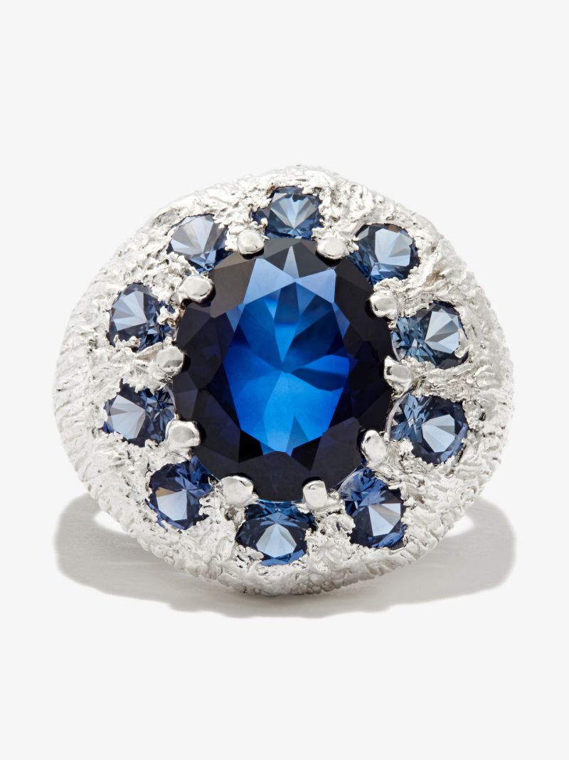 Sterling Silver Burnham Signet Sapphire Ring