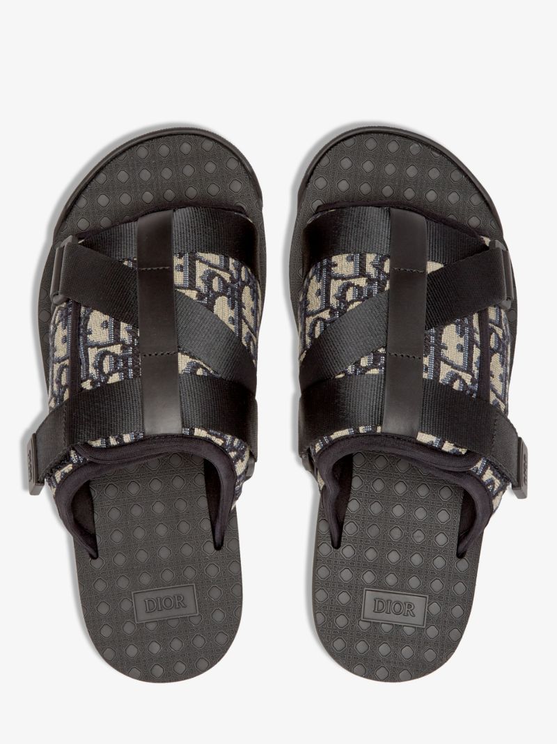 Black Alpha Oblique Jacquard Sandals
