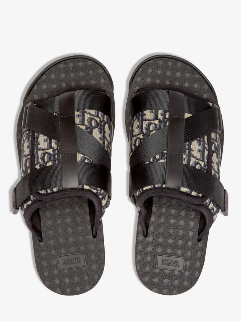 Black Alpha Oblique Jacquard Sandals