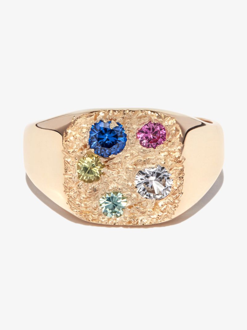 9k Yellow Gold Hanging Basket Sapphire Ring