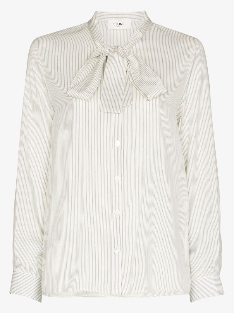 Striped Tie-neck Blouse