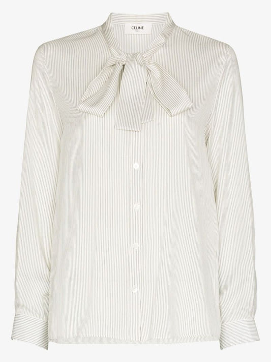 Striped Tie-neck Blouse