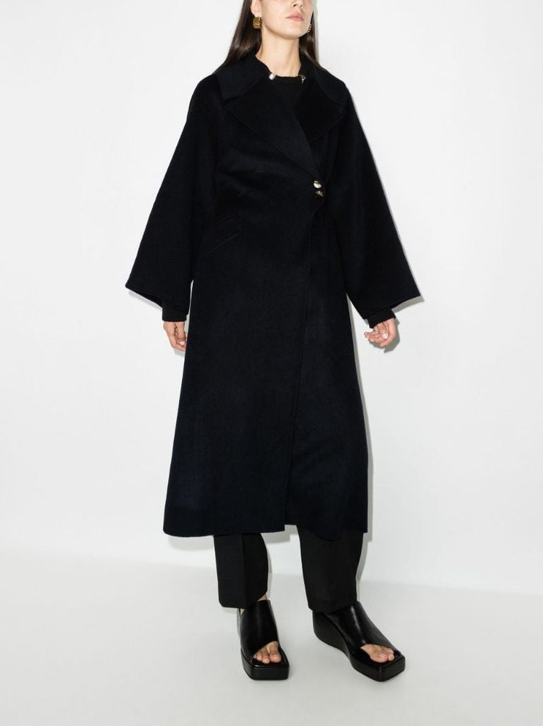 Recycled Wool Wrap Midi Coat