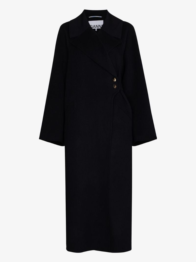 Recycled Wool Wrap Midi Coat