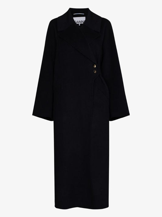 Recycled Wool Wrap Midi Coat
