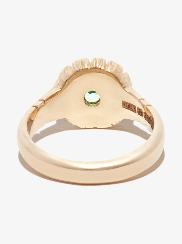 9k Yellow Fold Flower Press Sapphire Ring