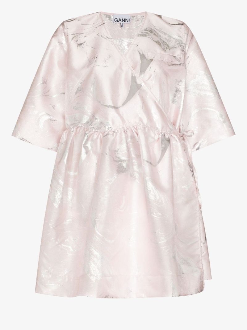 Jacquard Wrap Mini Dress