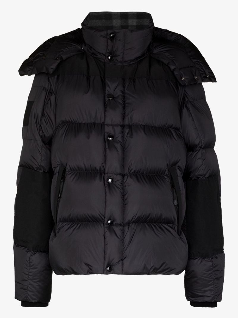 Black Leeds Detachable Sleeve Hooded Puffer Jacket