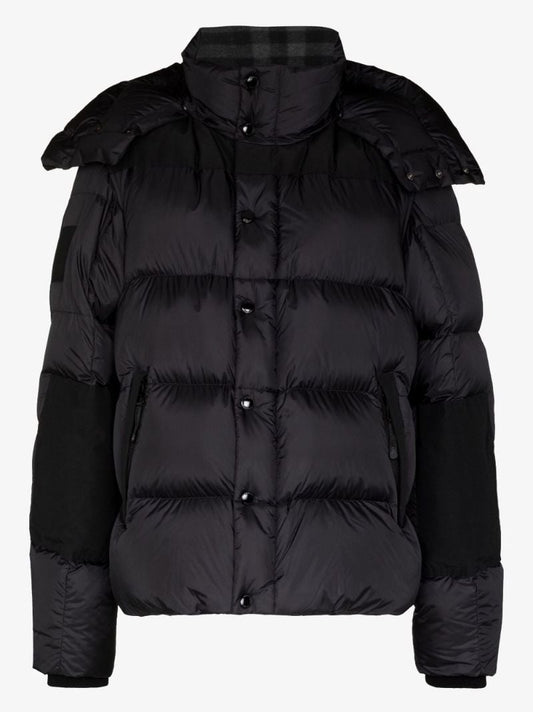 Black Leeds Detachable Sleeve Hooded Puffer Jacket