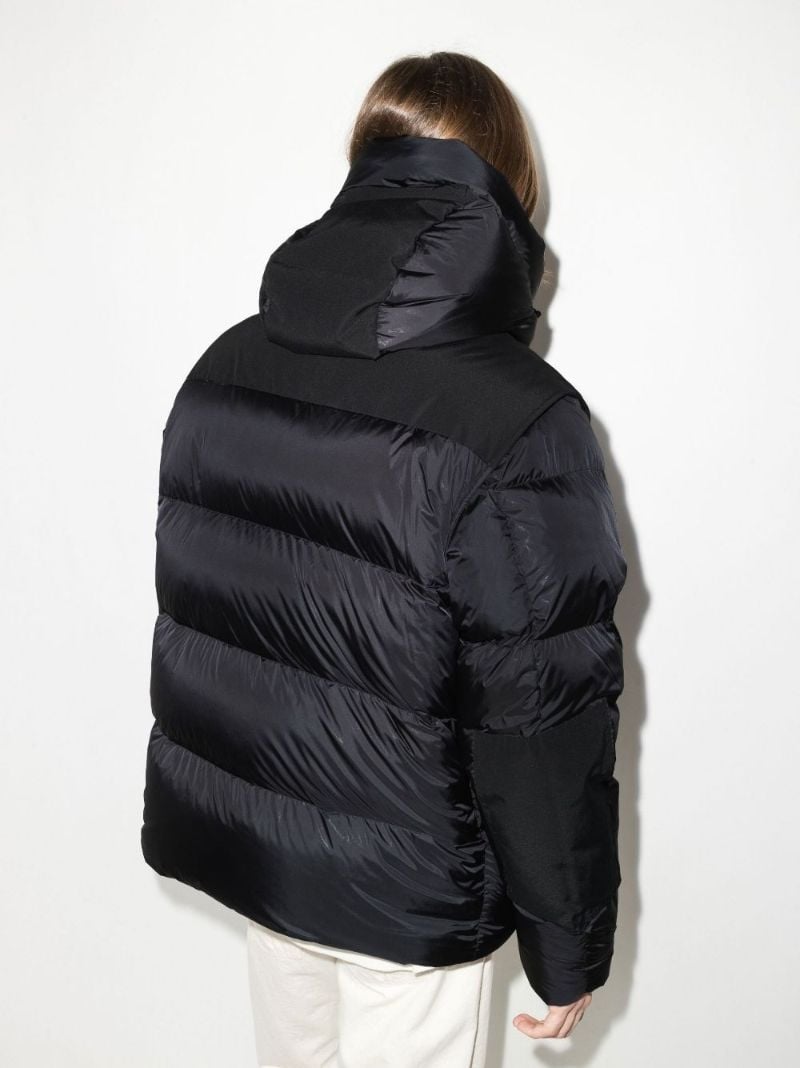 Black Leeds Detachable Sleeve Hooded Puffer Jacket