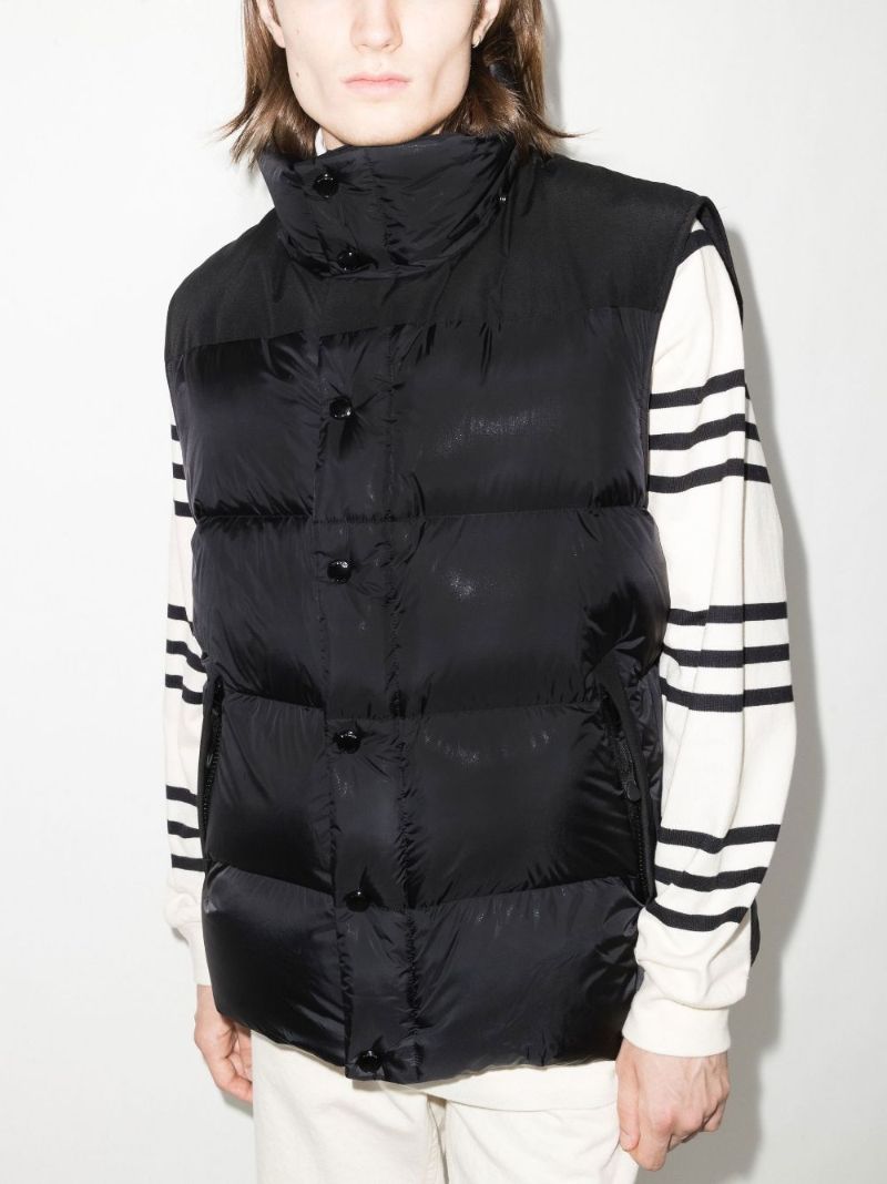 Black Leeds Detachable Sleeve Hooded Puffer Jacket