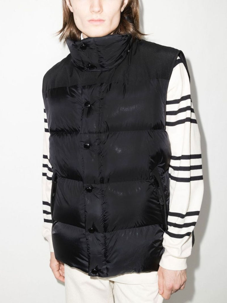 Black Leeds Detachable Sleeve Hooded Puffer Jacket