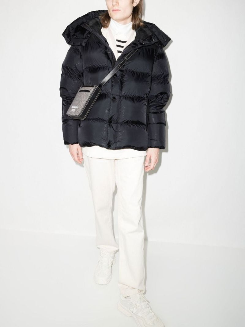 Black Leeds Detachable Sleeve Hooded Puffer Jacket