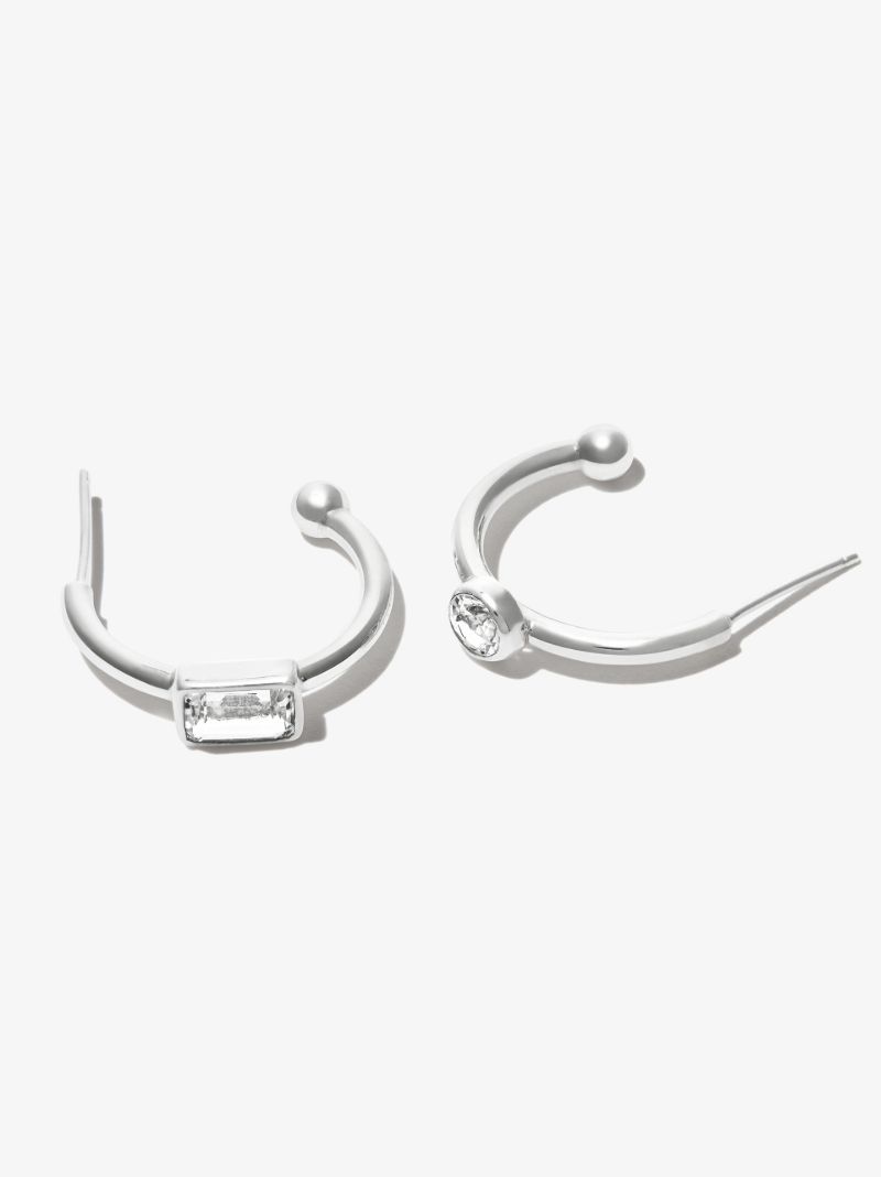 Sterling Silver Topaz Hoop Earrings