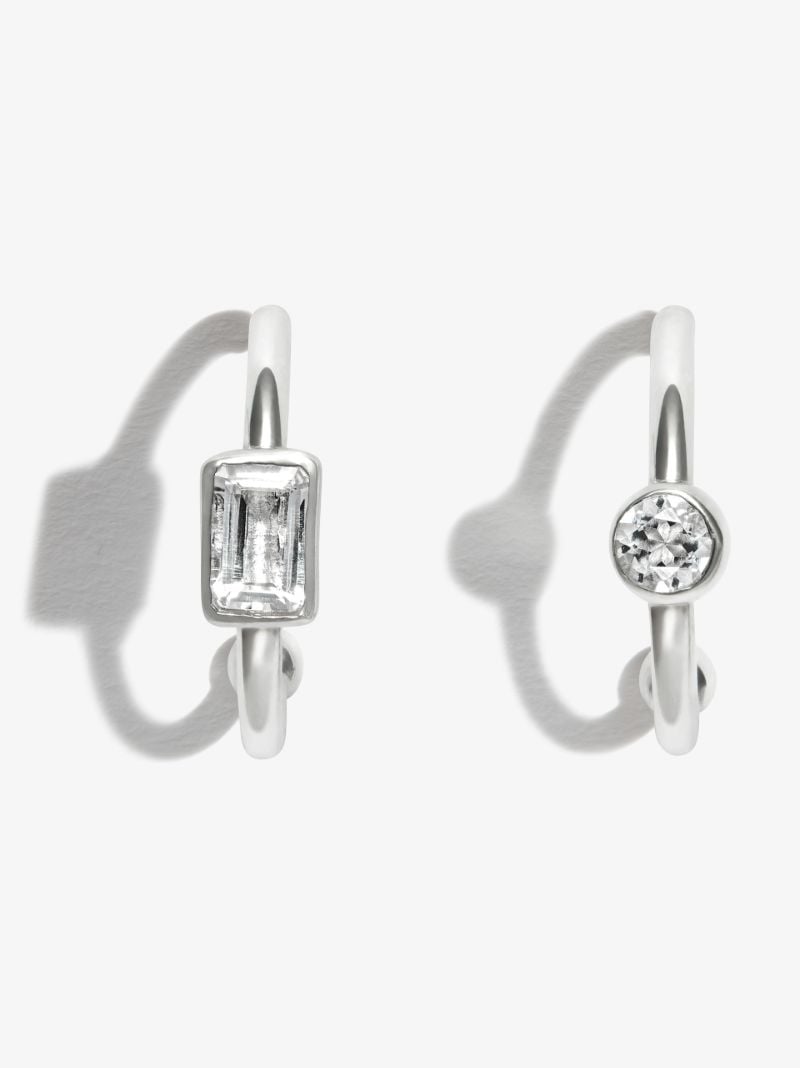 Sterling Silver Topaz Hoop Earrings