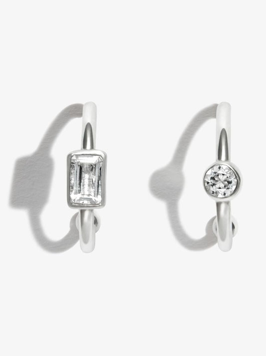 Sterling Silver Topaz Hoop Earrings