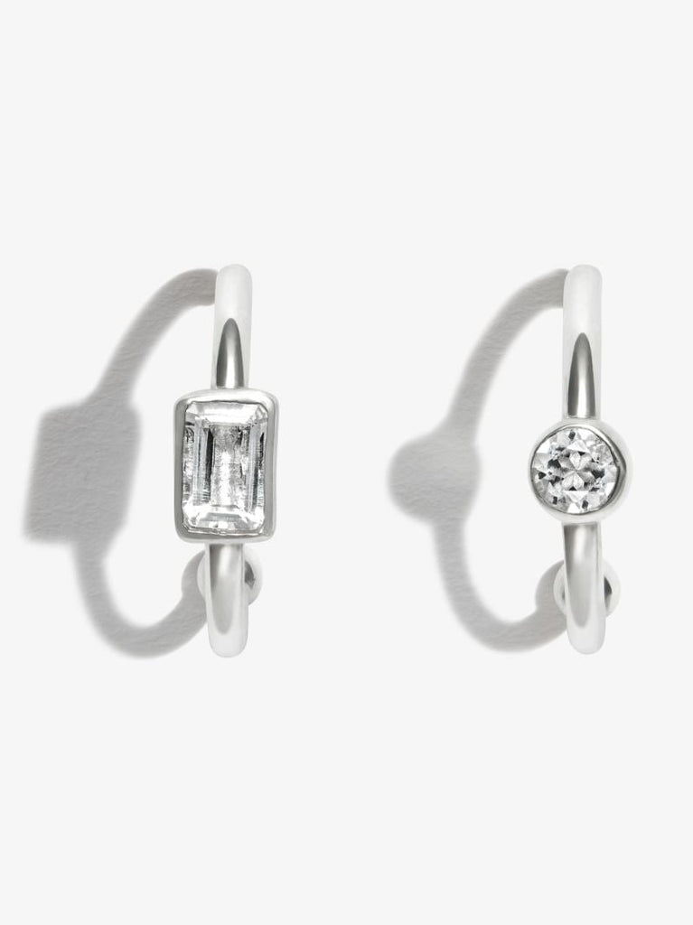 Sterling Silver Topaz Hoop Earrings