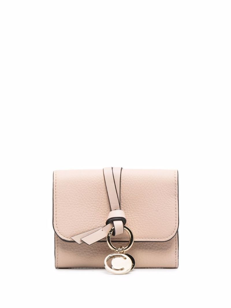 Pink Alphabet Leather Tri-fold Wallet