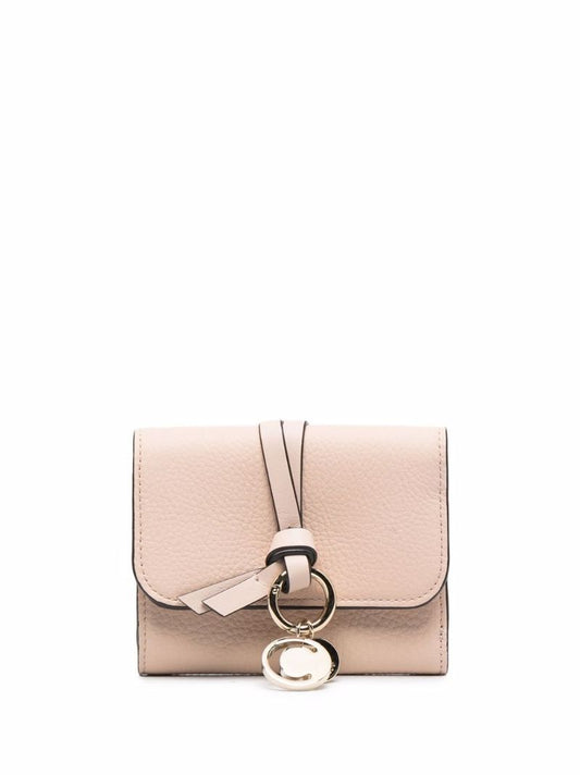Pink Alphabet Leather Tri-fold Wallet