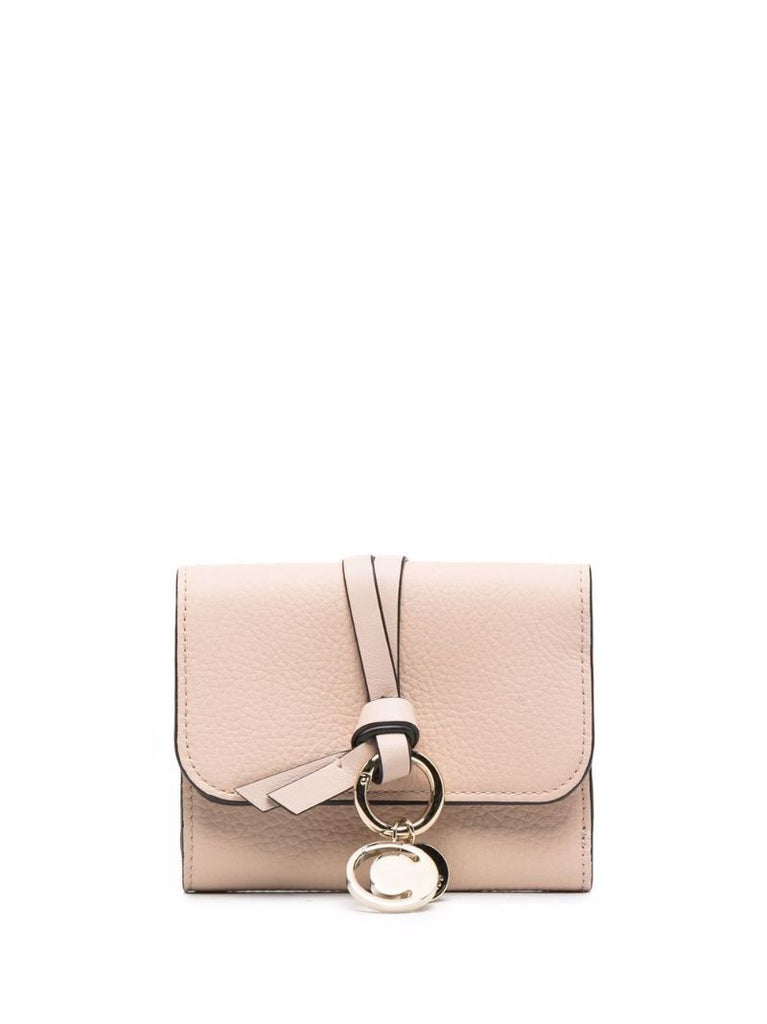 Pink Alphabet Leather Tri-fold Wallet