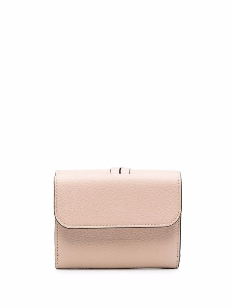 Pink Alphabet Leather Tri-fold Wallet