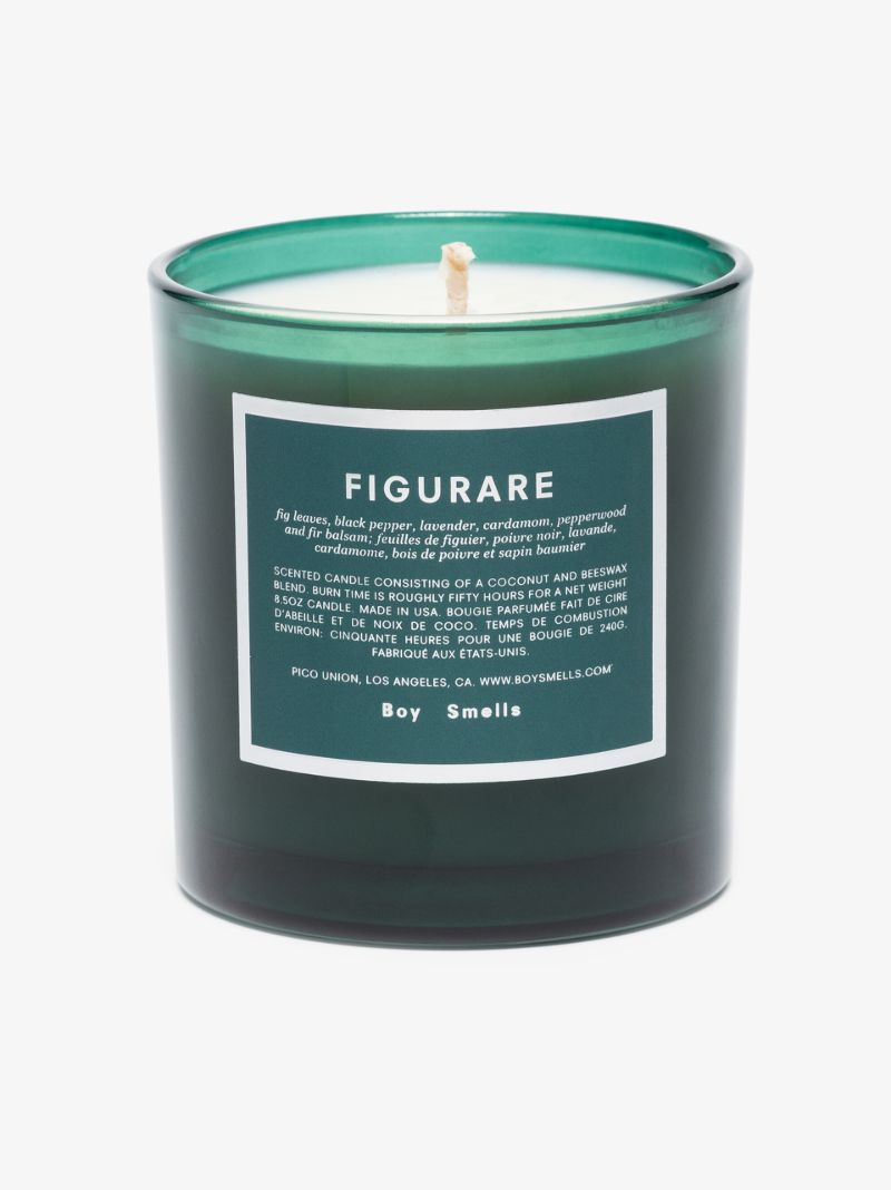 Green and White Figurare Candle