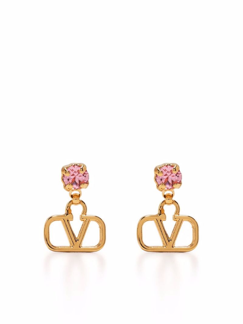 Gold-tone Vlogo Signature Crystal Drop Earrings
