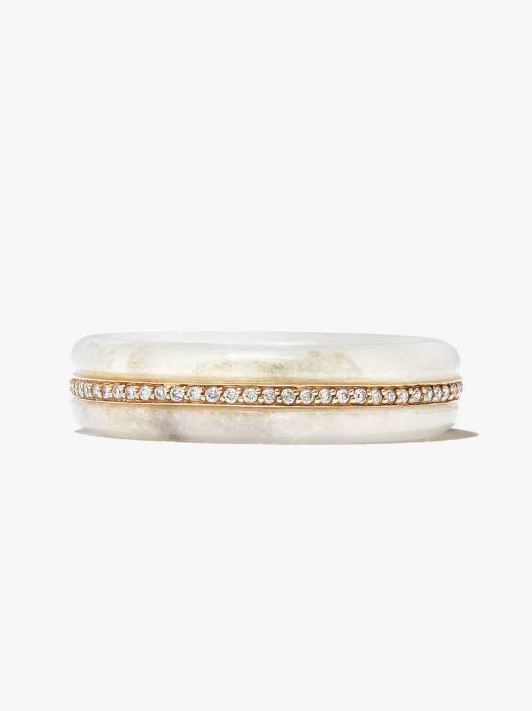 14k Yellow Gold Stone Linings Marble Diamond Ring
