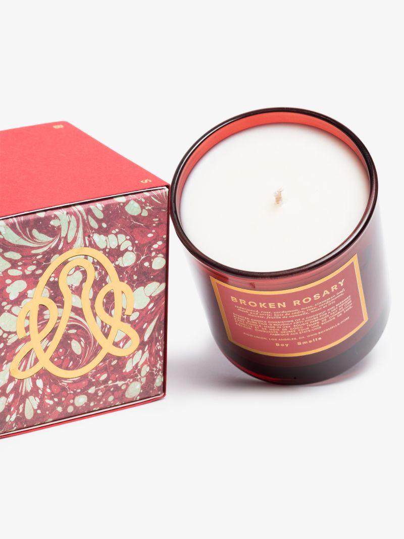 Red and White Broken Rosemary Candle