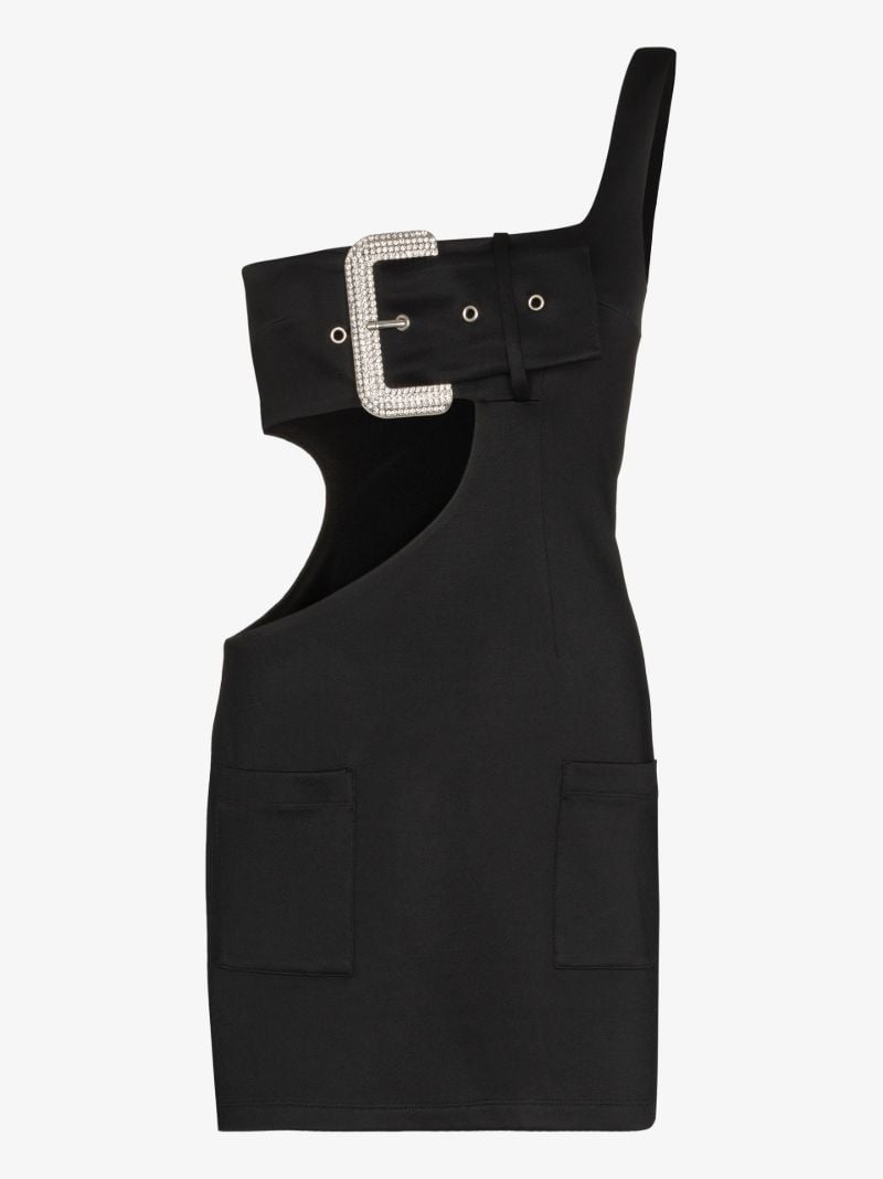 Crystal Buckle Cutout Mini Dress
