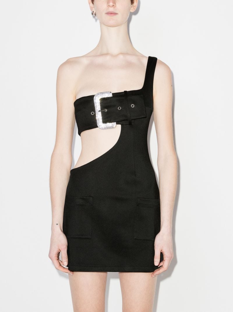 Crystal Buckle Cutout Mini Dress