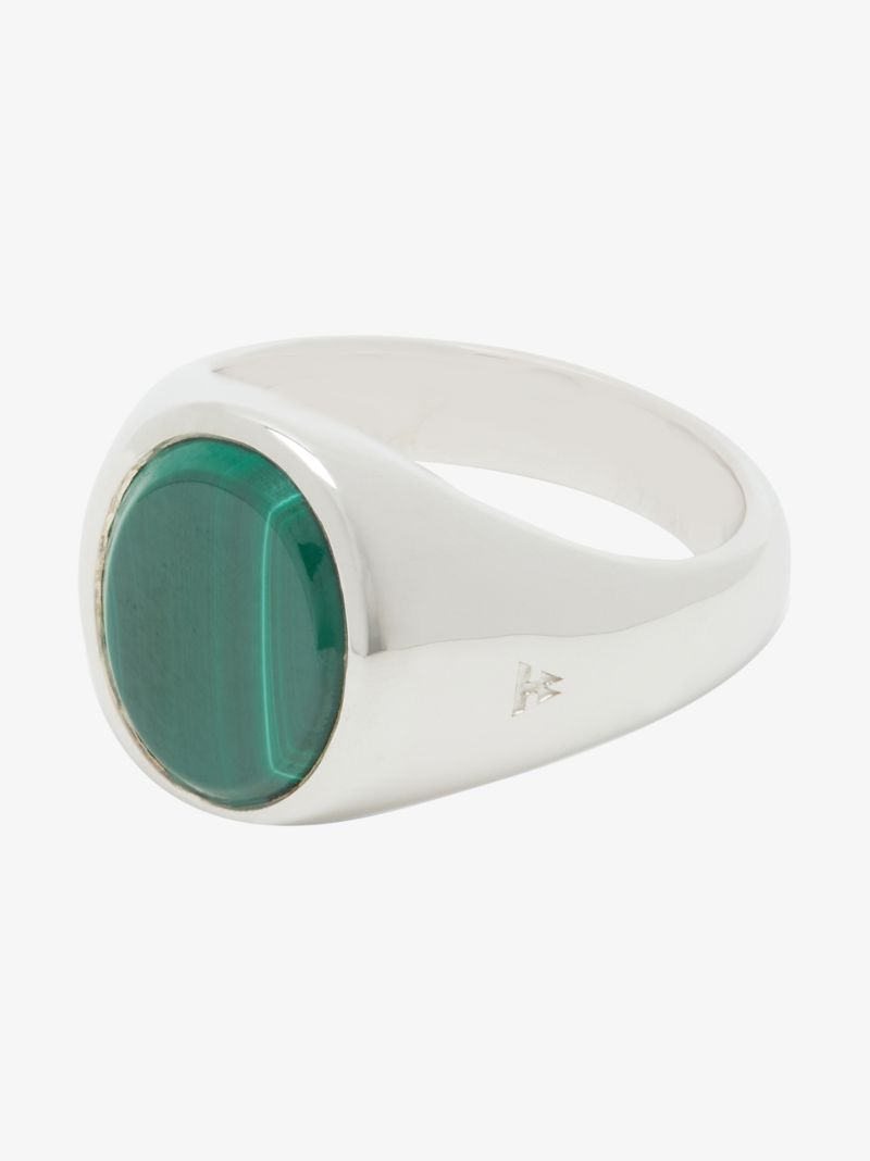 Sterling Silver Lizzie Malachite Signet Ring