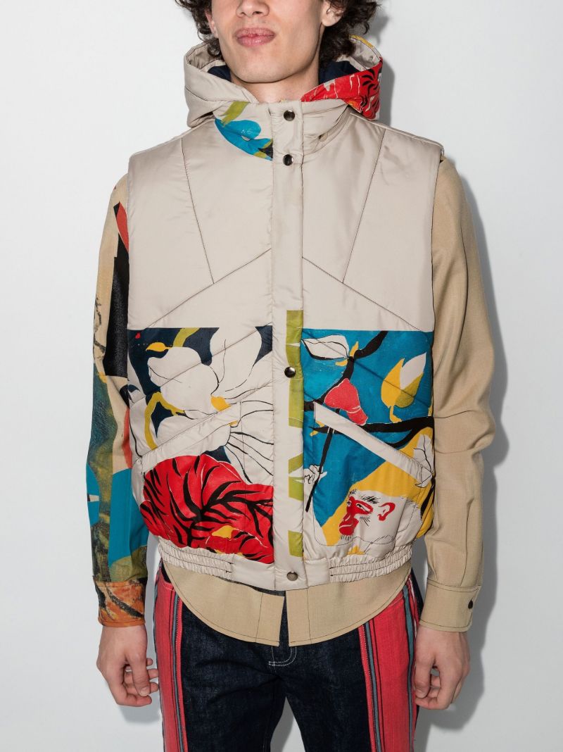 Neutral Crying Tiger Printed Puffer Gilet