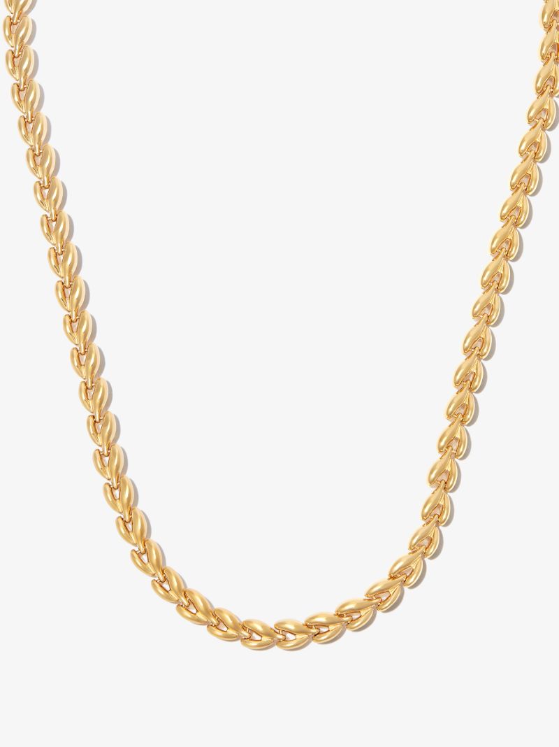 Gold-plated Fishbone Chain Necklace