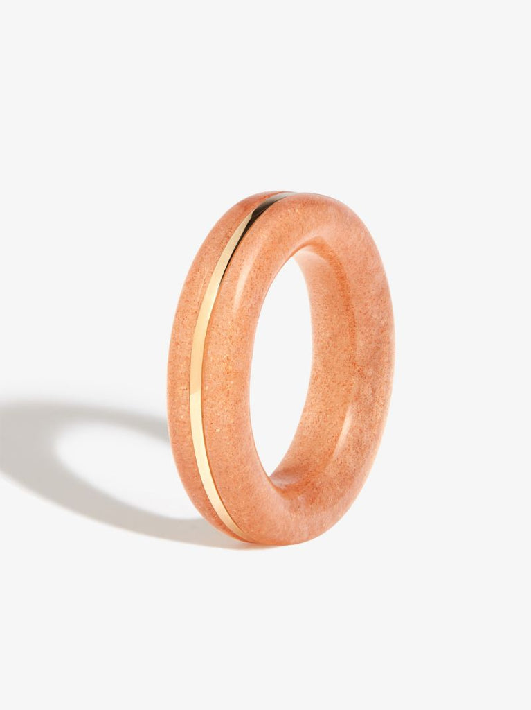 14k Yellow Gold Peach Moonstone Ring