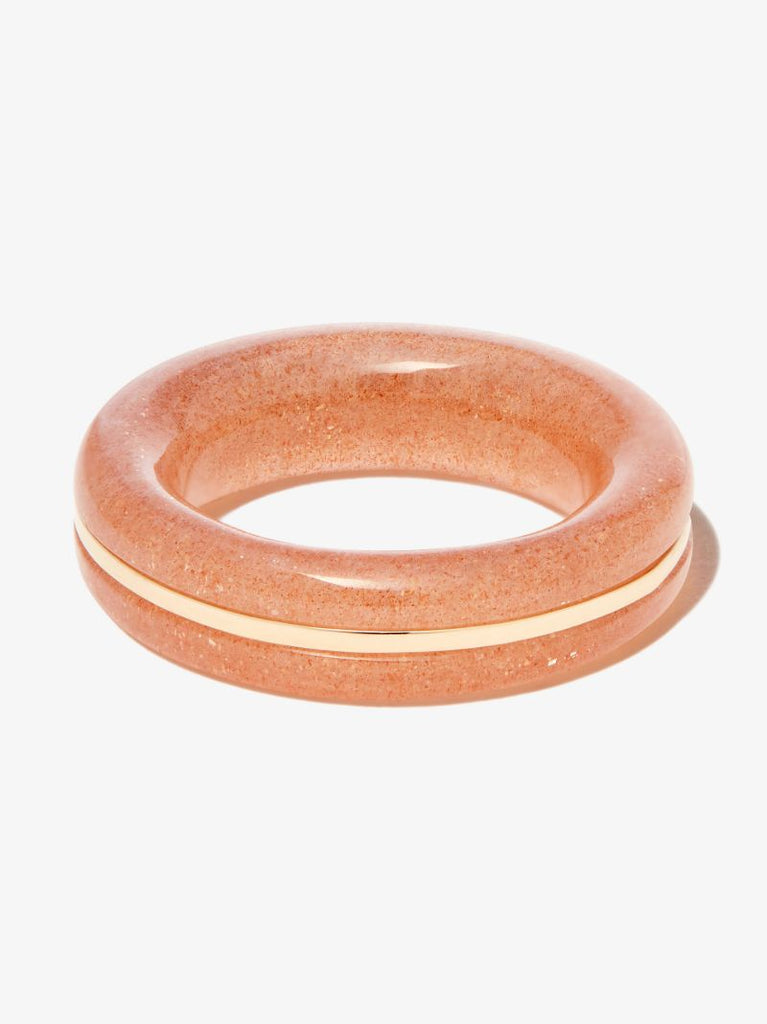 14k Yellow Gold Peach Moonstone Ring