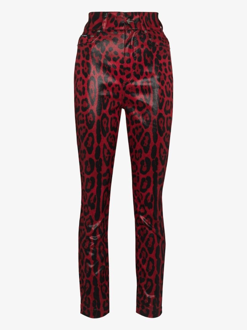 Coated Leopard Print Skinny Jeans