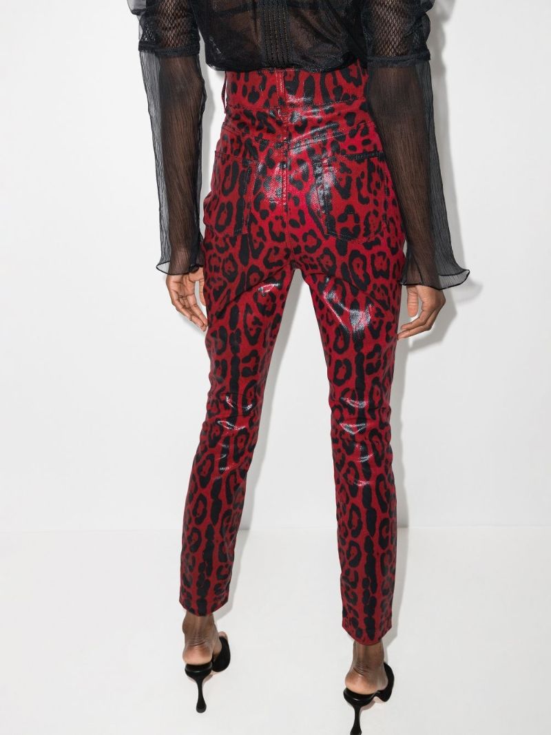 Coated Leopard Print Skinny Jeans