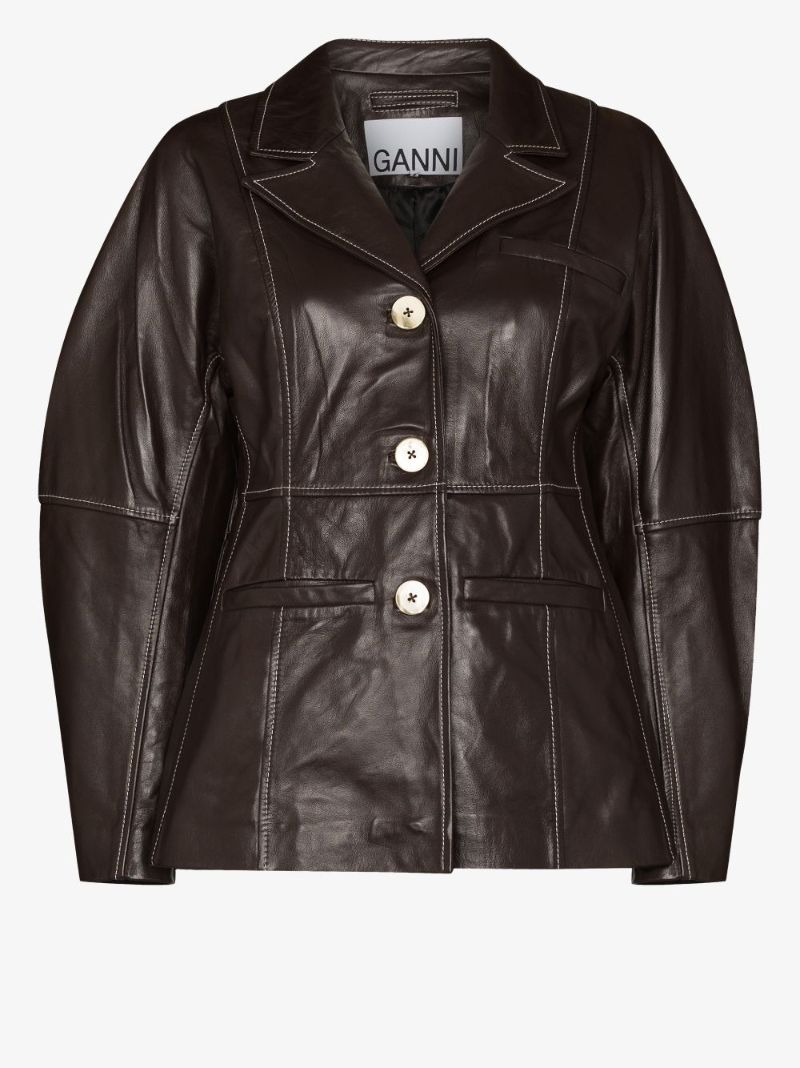Balloon Sleeve Leather Jacket