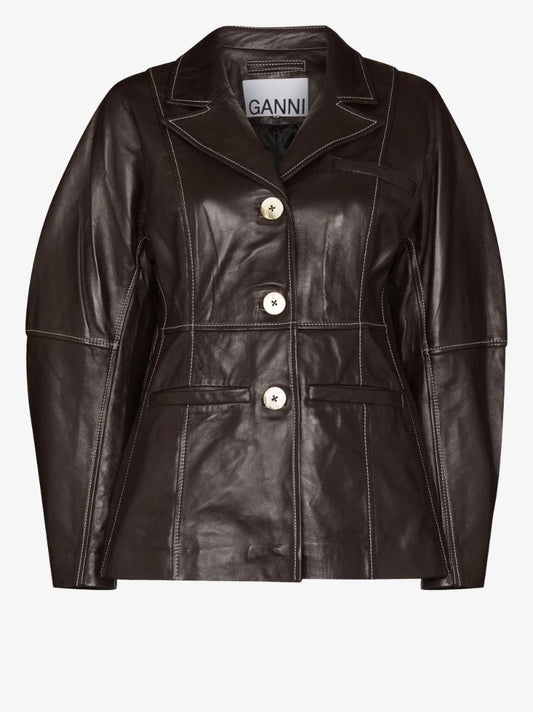 Balloon Sleeve Leather Jacket