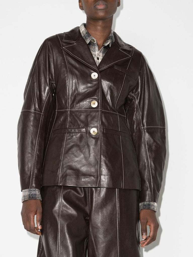 Balloon Sleeve Leather Jacket