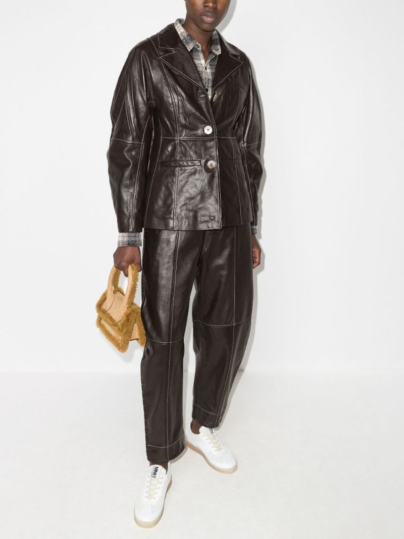 Balloon Sleeve Leather Jacket