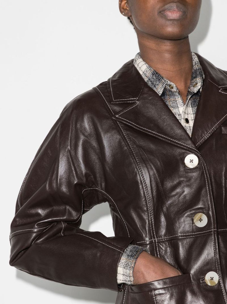 Balloon Sleeve Leather Jacket