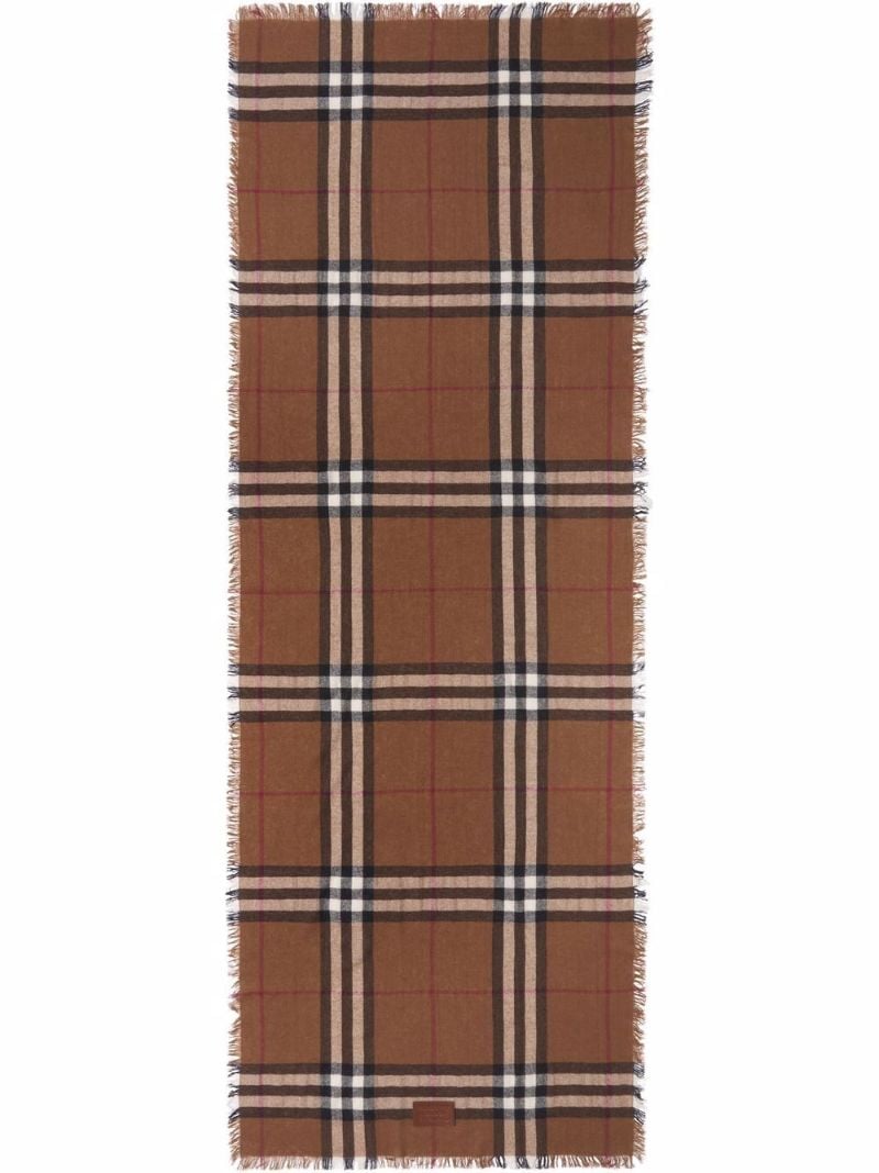 Brown Check Cashmere Scarf