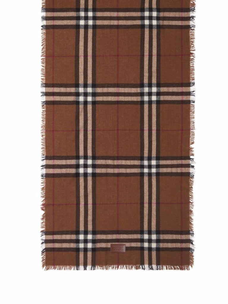 Brown Check Cashmere Scarf