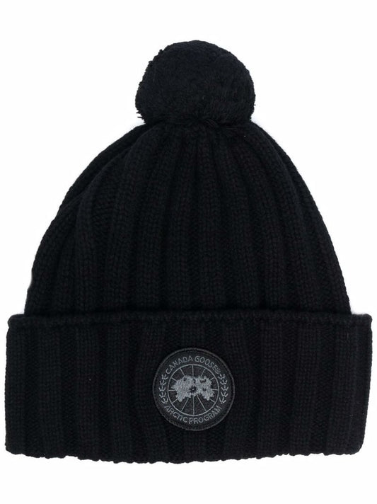 Black Ribbed Knit Beanie Hat