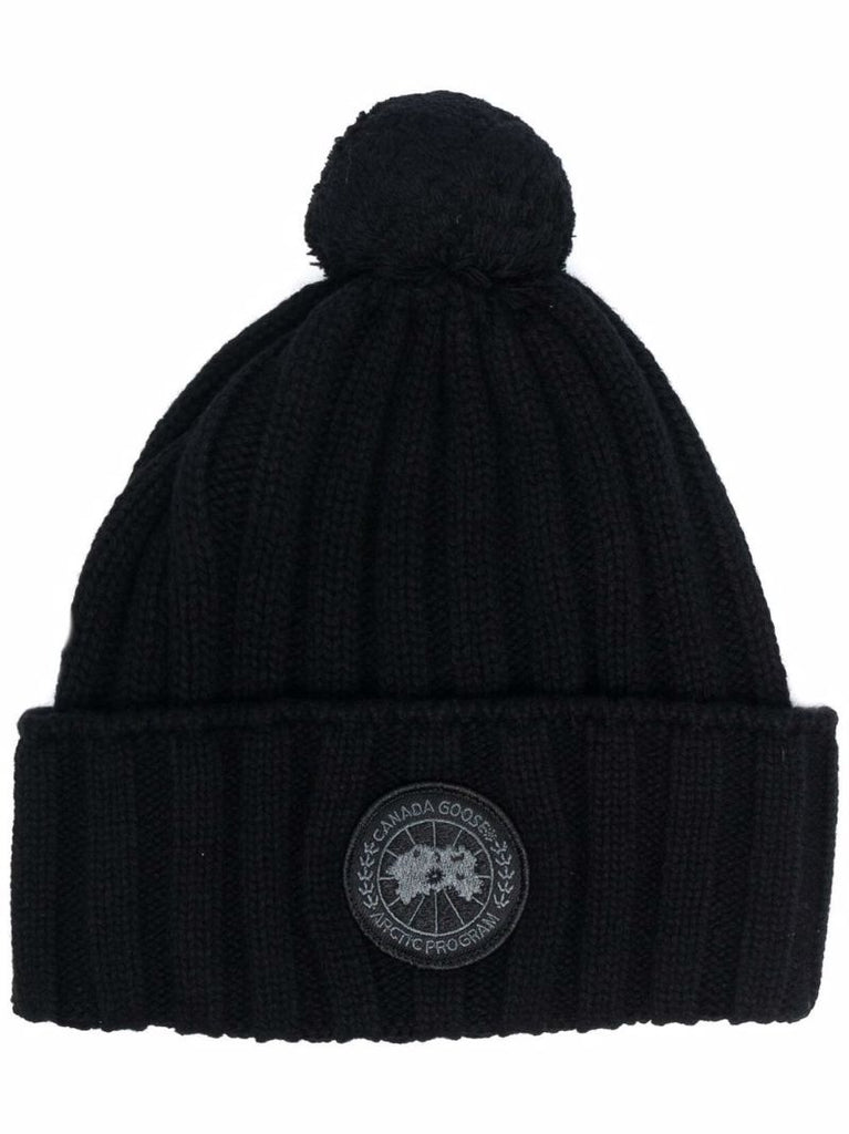 Black Ribbed Knit Beanie Hat