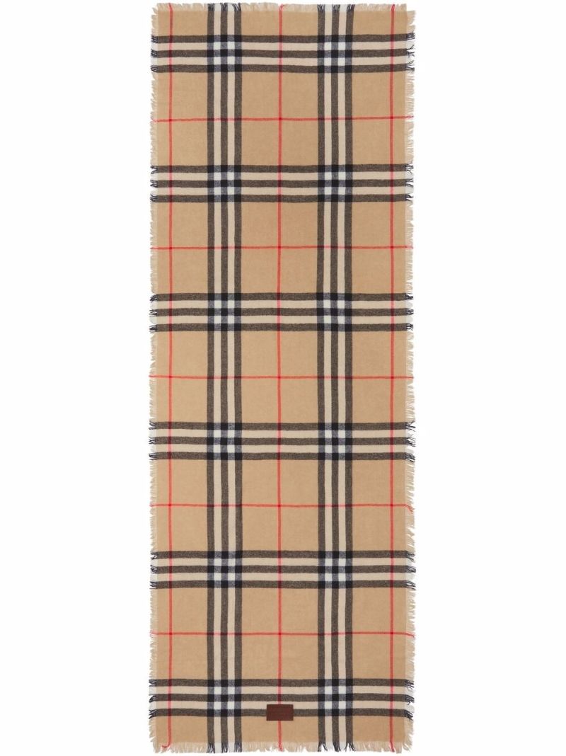 Neutral Check Cashmere Scarf