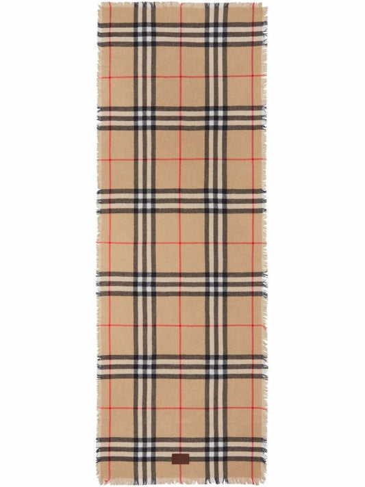 Neutral Check Cashmere Scarf