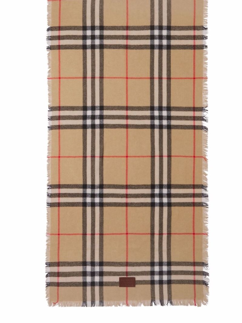 Neutral Check Cashmere Scarf